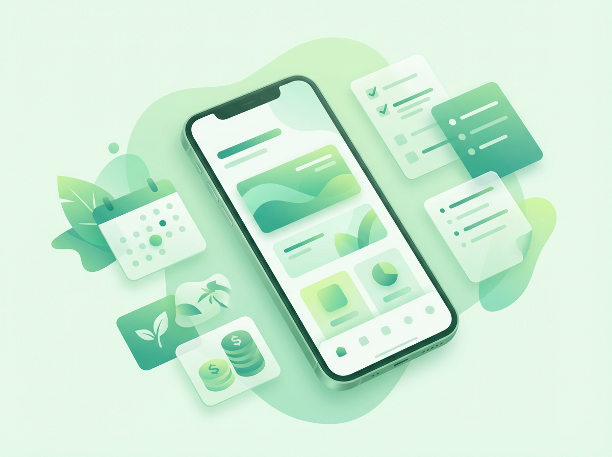 Green supporting illustration for My Calendar app